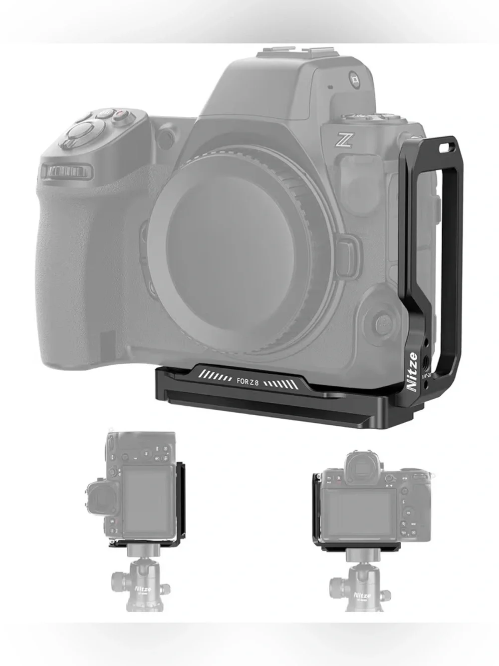 Nitze Z8 L Bracket for Nikon Z 8 Camera with Arca Swiss Quick Release Plates
